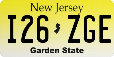 NJ license plate I26ZGE