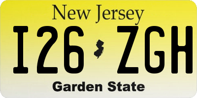 NJ license plate I26ZGH