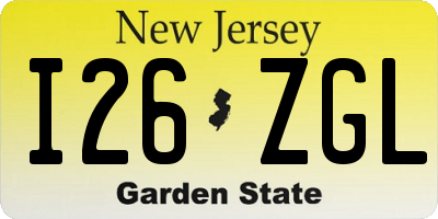 NJ license plate I26ZGL
