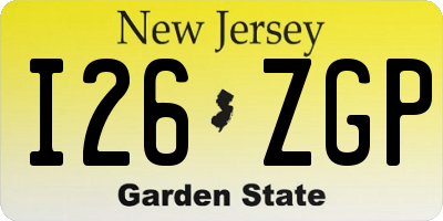 NJ license plate I26ZGP