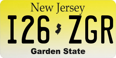 NJ license plate I26ZGR