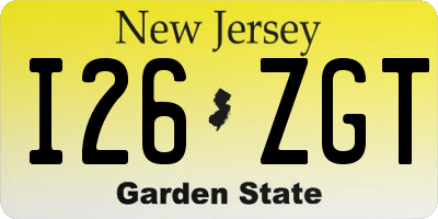 NJ license plate I26ZGT