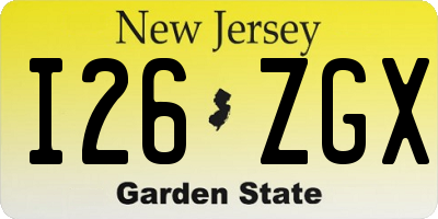 NJ license plate I26ZGX