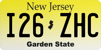 NJ license plate I26ZHC