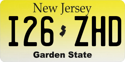 NJ license plate I26ZHD