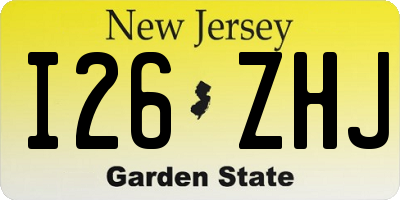 NJ license plate I26ZHJ