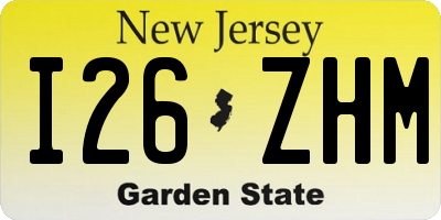 NJ license plate I26ZHM