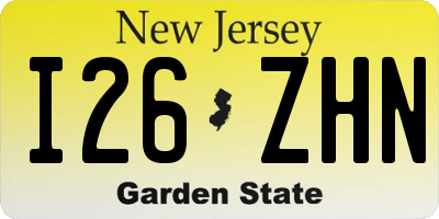 NJ license plate I26ZHN