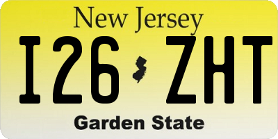 NJ license plate I26ZHT