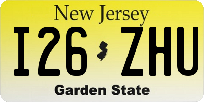 NJ license plate I26ZHU