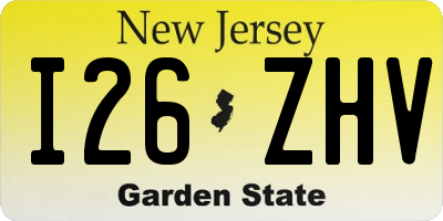 NJ license plate I26ZHV