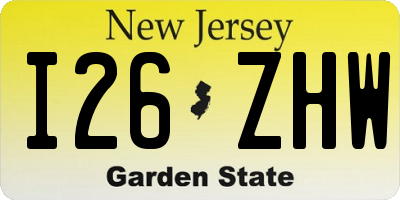 NJ license plate I26ZHW