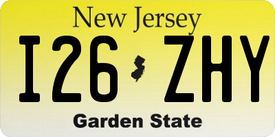 NJ license plate I26ZHY