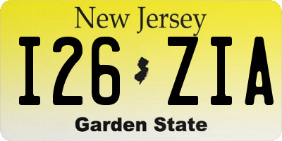 NJ license plate I26ZIA