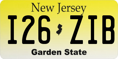 NJ license plate I26ZIB