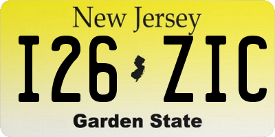 NJ license plate I26ZIC