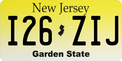 NJ license plate I26ZIJ