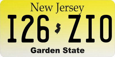 NJ license plate I26ZIO