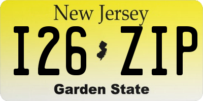 NJ license plate I26ZIP