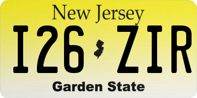 NJ license plate I26ZIR