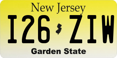 NJ license plate I26ZIW