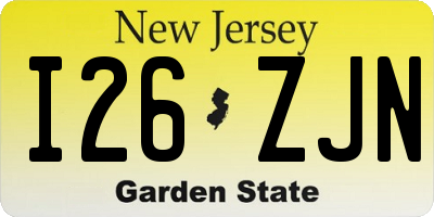 NJ license plate I26ZJN