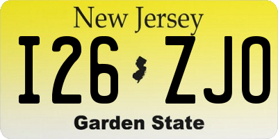 NJ license plate I26ZJO