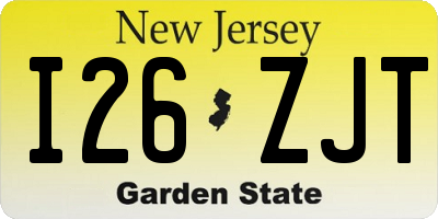 NJ license plate I26ZJT