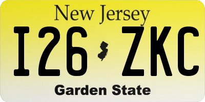 NJ license plate I26ZKC