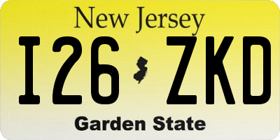 NJ license plate I26ZKD