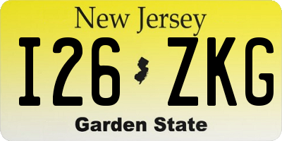 NJ license plate I26ZKG