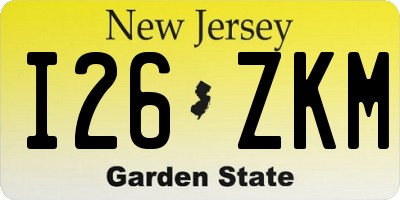NJ license plate I26ZKM