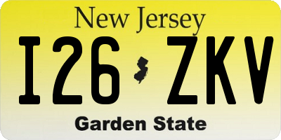 NJ license plate I26ZKV