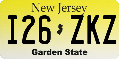 NJ license plate I26ZKZ
