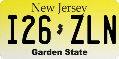 NJ license plate I26ZLN