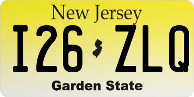 NJ license plate I26ZLQ