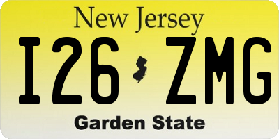 NJ license plate I26ZMG