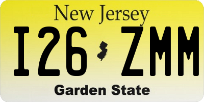 NJ license plate I26ZMM