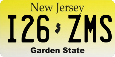 NJ license plate I26ZMS