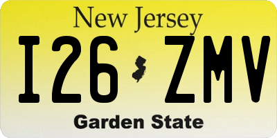 NJ license plate I26ZMV