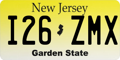 NJ license plate I26ZMX