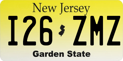 NJ license plate I26ZMZ