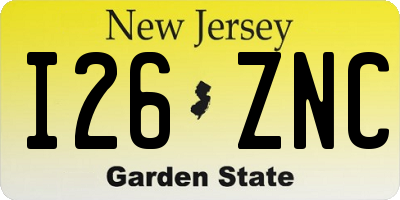 NJ license plate I26ZNC