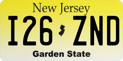 NJ license plate I26ZND