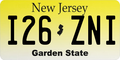 NJ license plate I26ZNI