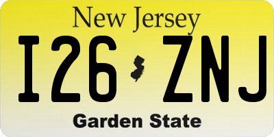 NJ license plate I26ZNJ