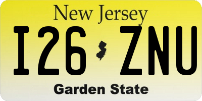 NJ license plate I26ZNU