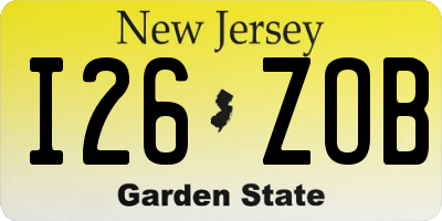 NJ license plate I26ZOB