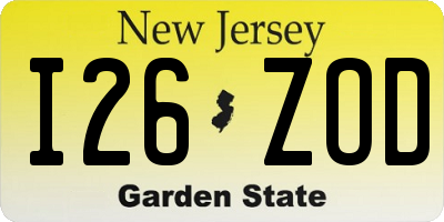 NJ license plate I26ZOD