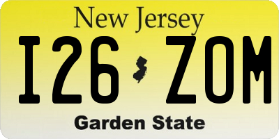 NJ license plate I26ZOM